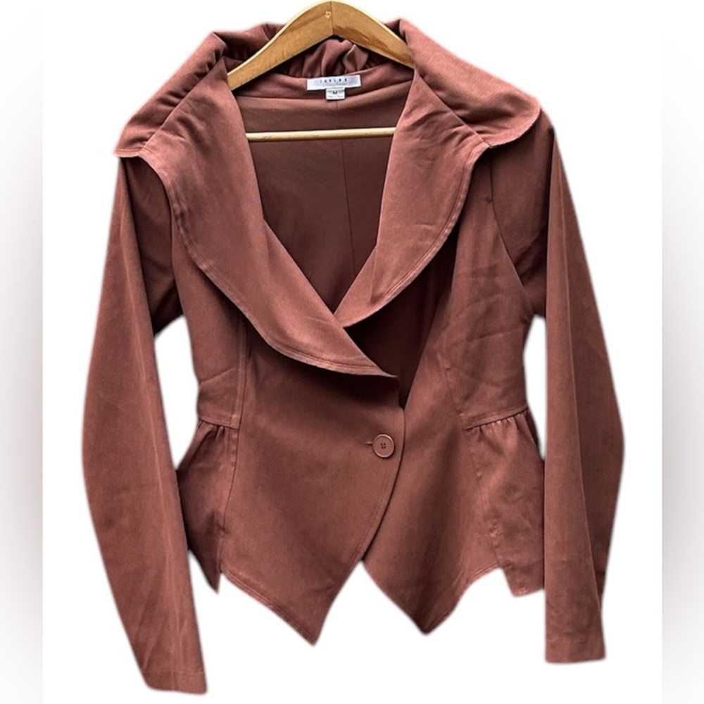 FAVLUX Fashion NWOT Women’s Ruffle Long Sleeves Brown Blazer Jacket Size: M